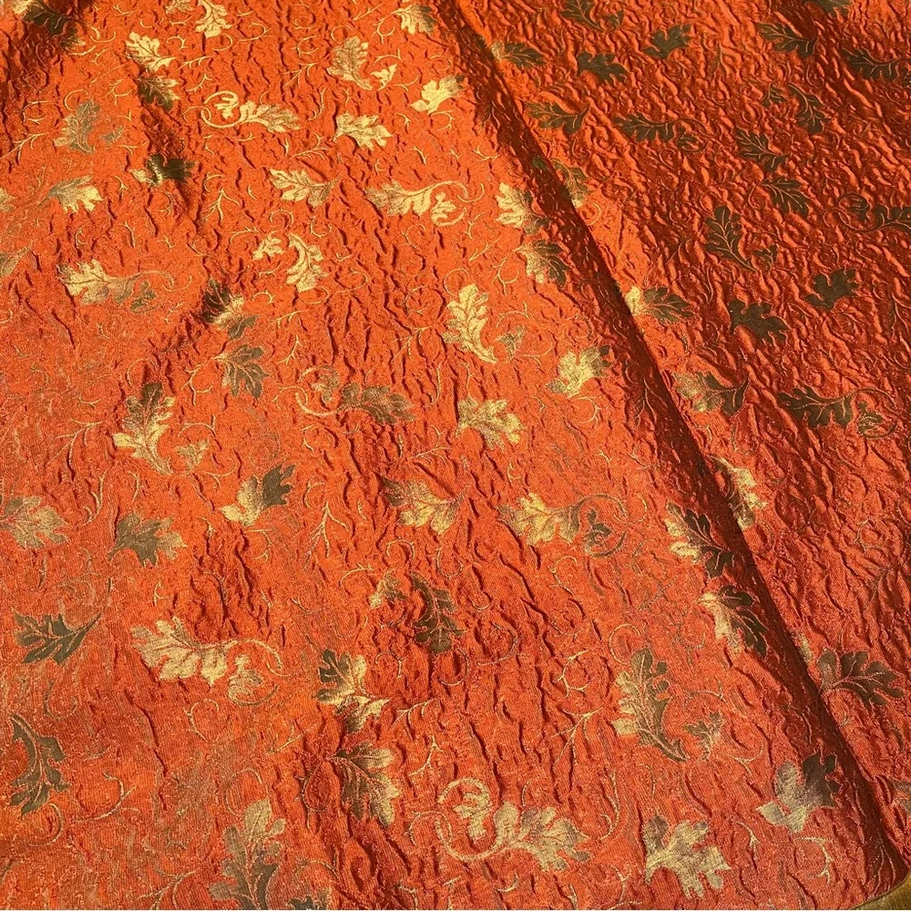 Reversible 48” Square Embroidered Metallic Organza Tapestry Overlay Tablecloth